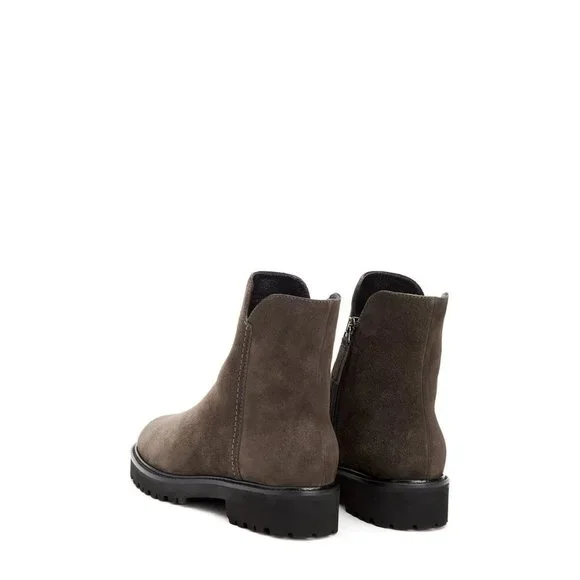 AQUATALIA Madelyn Water Resistant Bootie ZIP SUEDE GRAY LUGGED 9.5 (P19)